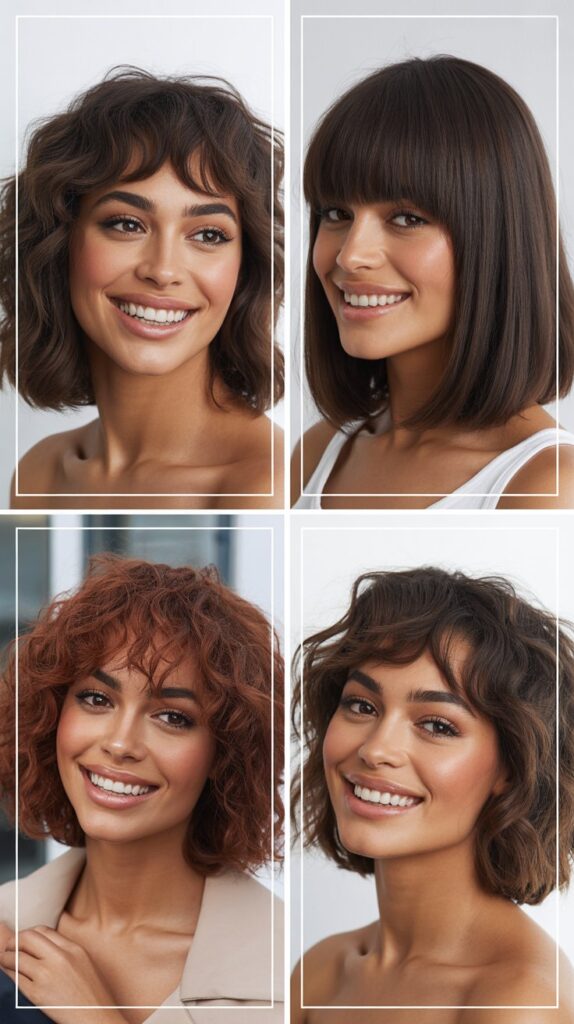 Sleek Lob with Asymmetrical Bangs