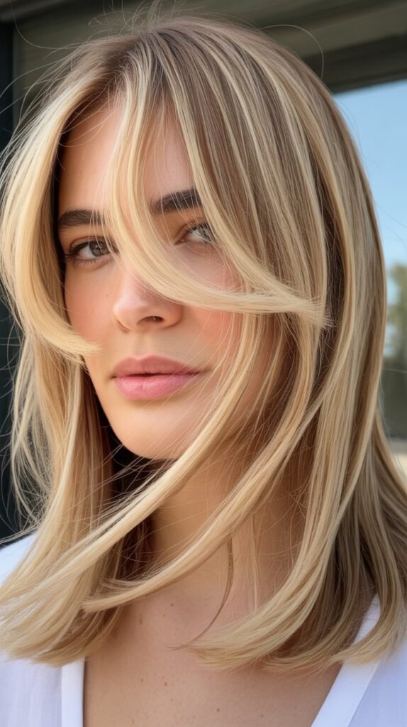 Lived-In Blonde with Curtain Bangs