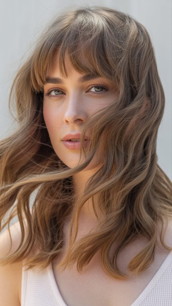 Center-Parted Bangs with Loose Beachy Waves