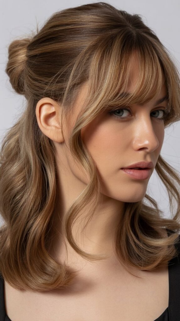 Half-Up, Half-Down with Curtain Bangs