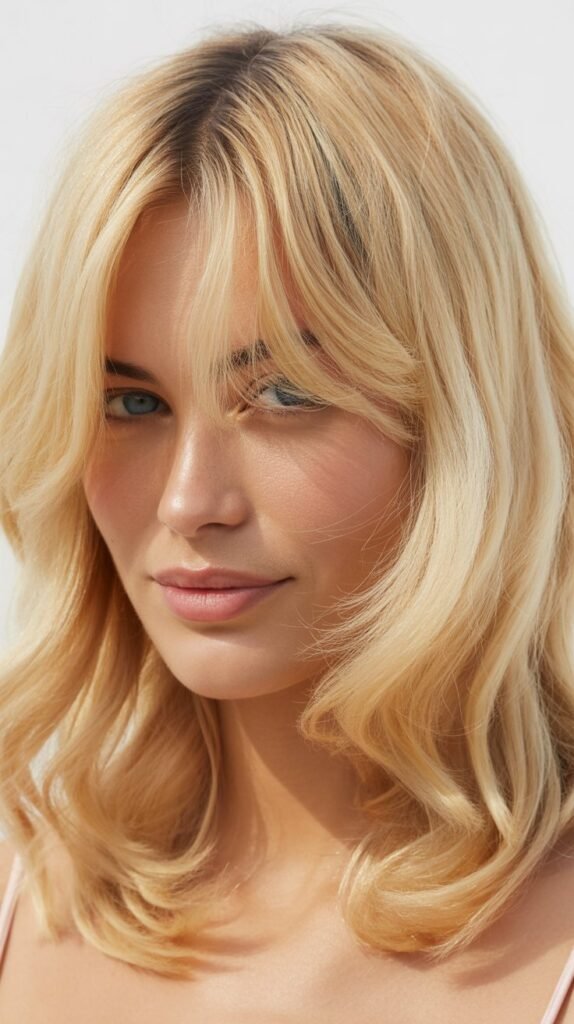 Classic Soft Curtain Bangs with Beachy Waves