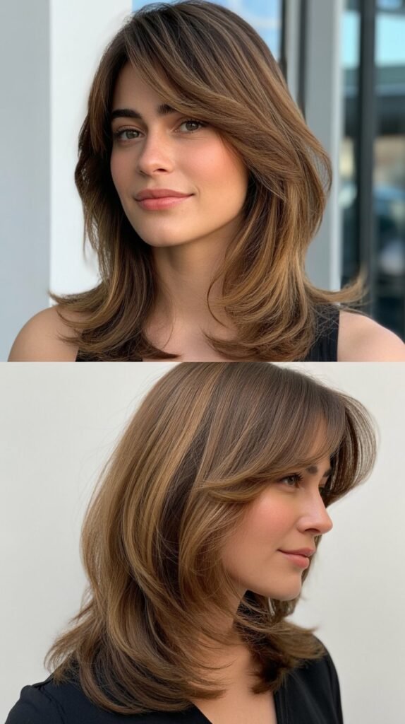 Layered with Side Bangs