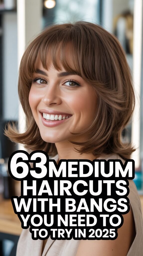 63 Medium Haircuts With Bangs You Need to Try in 2025