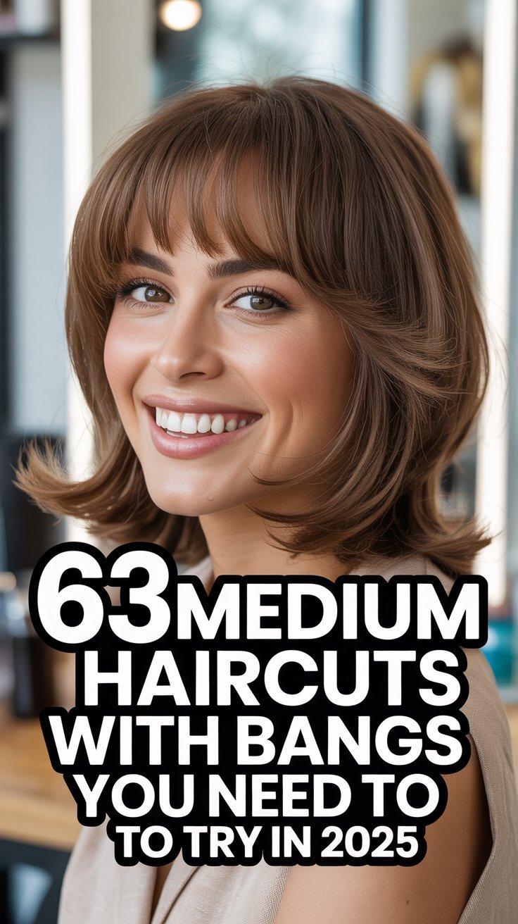 63 Medium Haircuts With Bangs You Need to Try in 2025