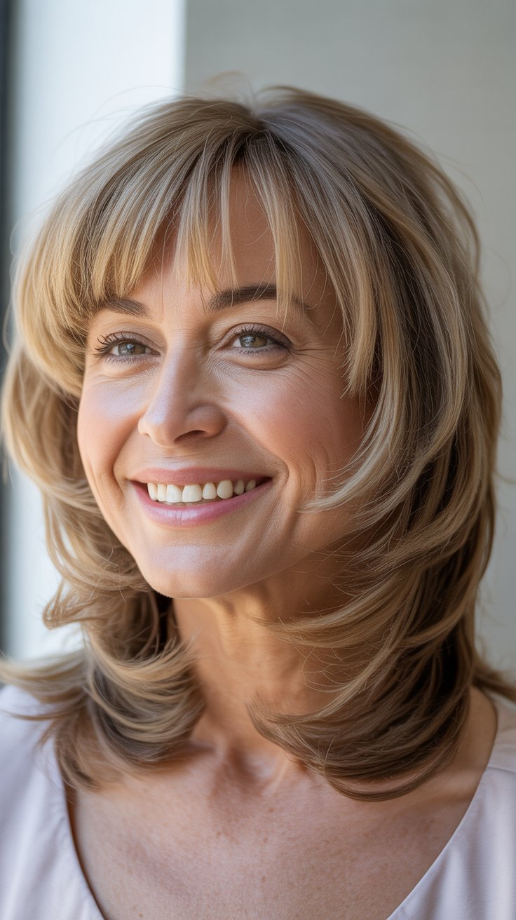 52 Medium-Length Layered Haircuts With Bangs (Fresh & Light!)