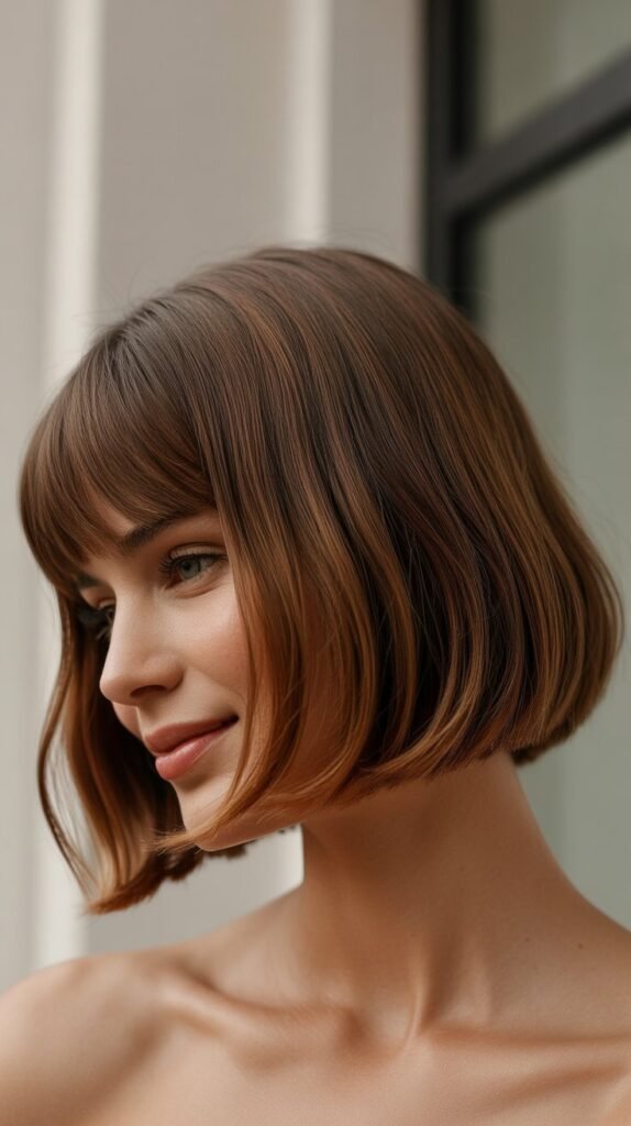 French Girl Bob with Curtain Bangs