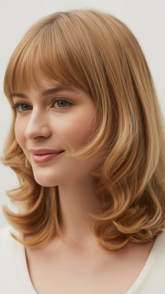 25 Flattering Medium Haircuts With Bangs for a Round Face