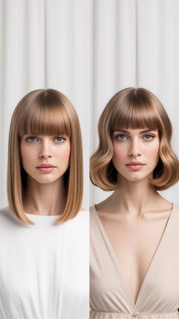 Pin-Straight Curtain Bangs