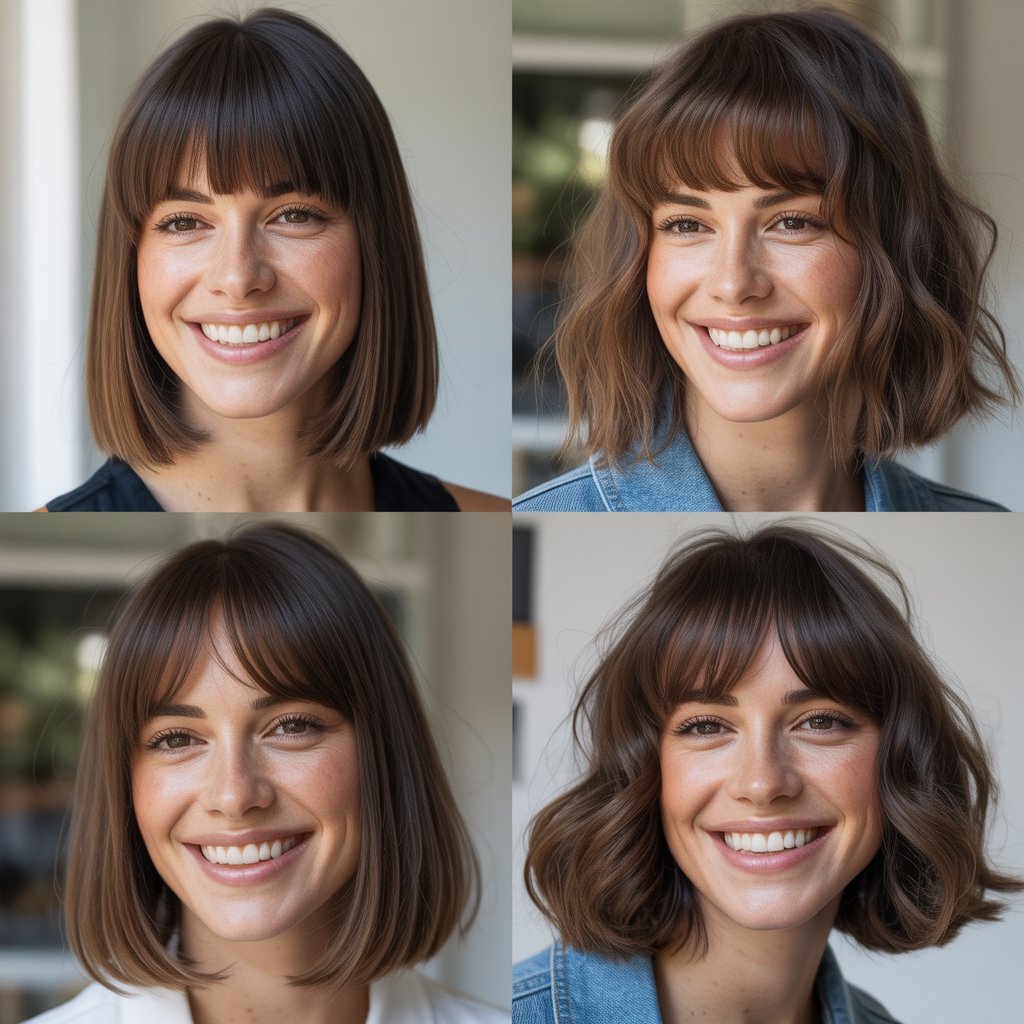 Straight Lob with Straight Bangs