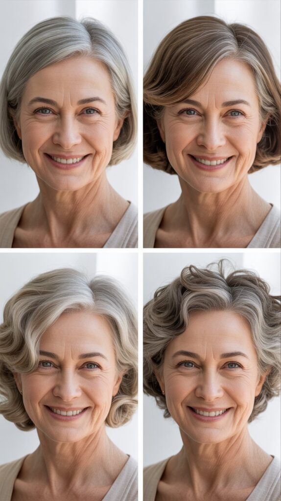 41 Modern Sassy Medium-Length Hairstyles for Older Women to Try Now 15 Blunt Collarbone Cut with Center Part