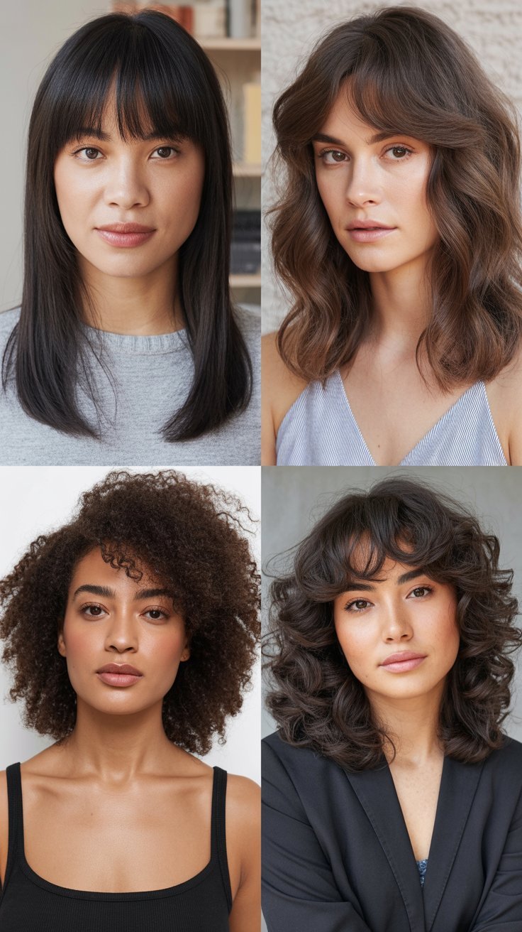 53 Medium-Length Hairstyles with Curtain Bangs for a Fresh, Lifted Look