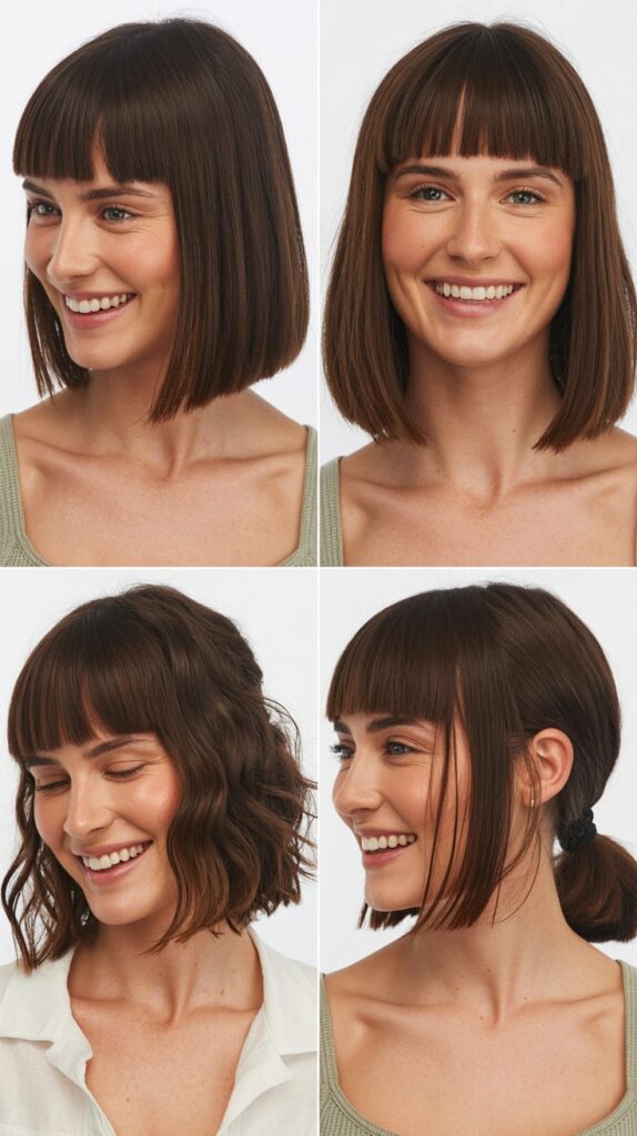Blunt Lob with Straight-Across Bangs