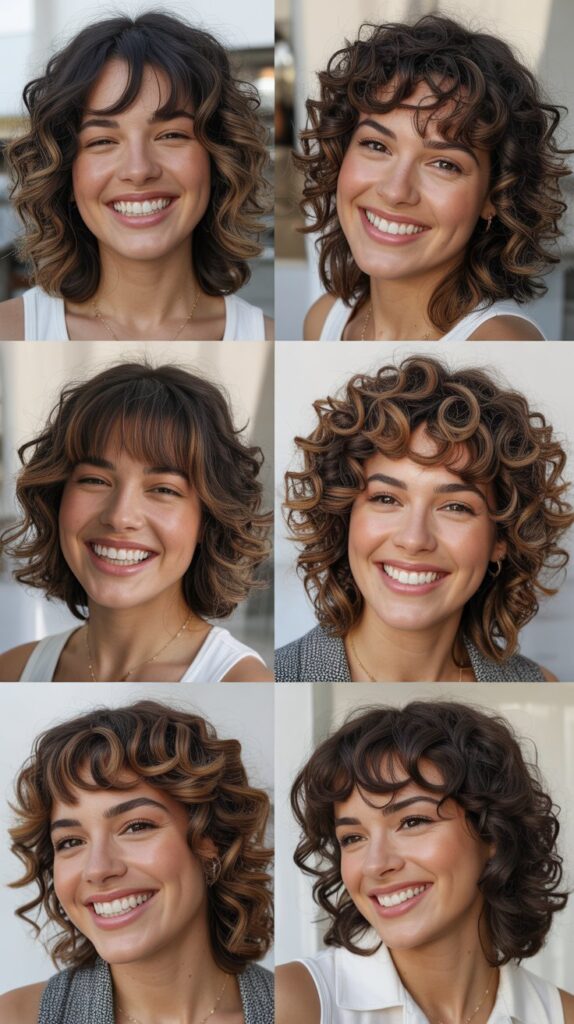 Curly Lob with Curly Bangs