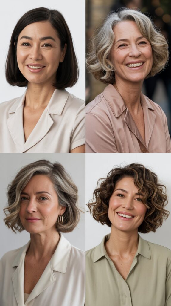 42 Soft and Elegant Bob Styles for Fine, Thin Hair After 50 15 Middle-Parted Bob