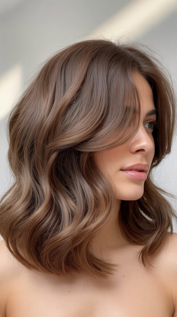 Textured Lob with Face-Framing Layers