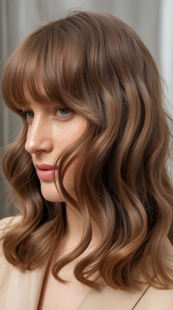 Graduated Bangs with Flowing Waves