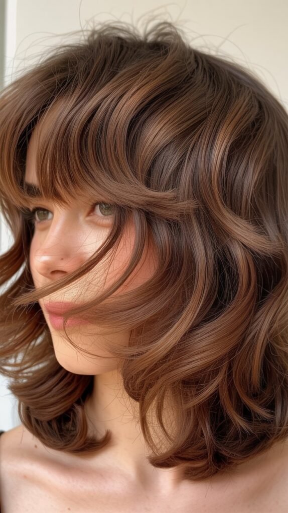 Textured Shag With Curtain Bangs