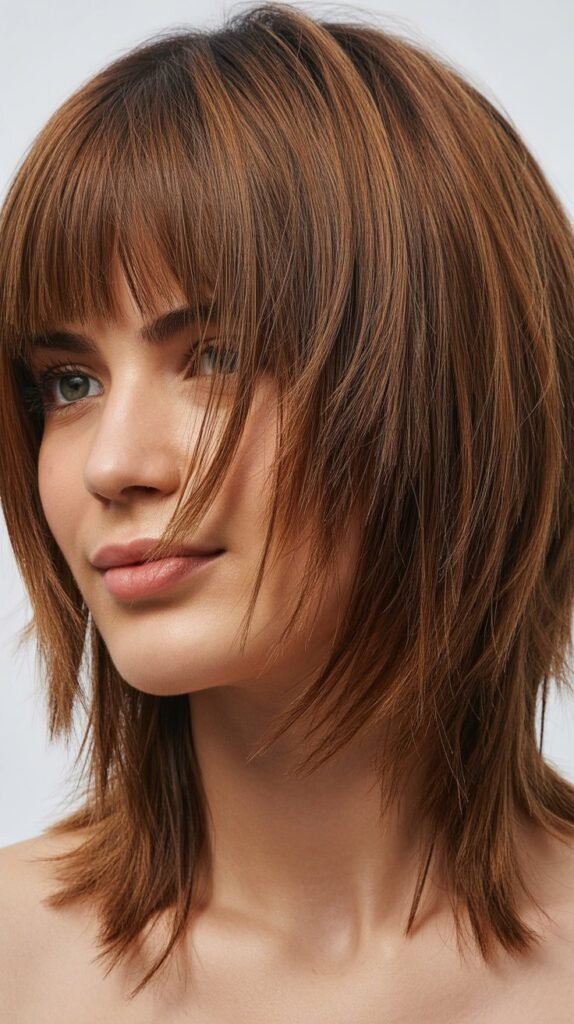 Medium Length Shag with Micro Bangs