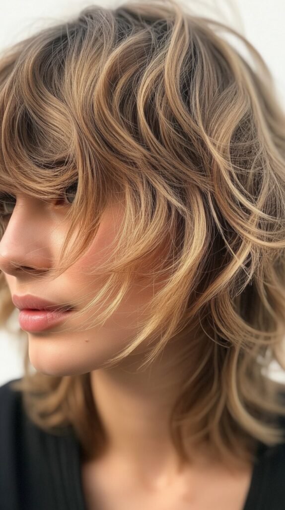 Tousled Shag With Piecey Curtain Bangs