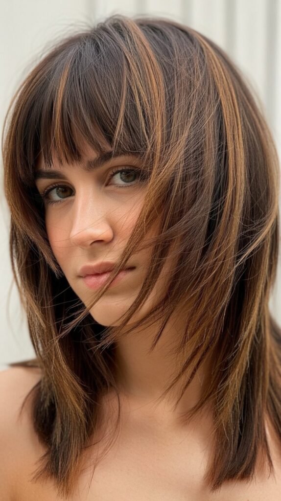 Choppy Layered Shag With Blunt Bangs