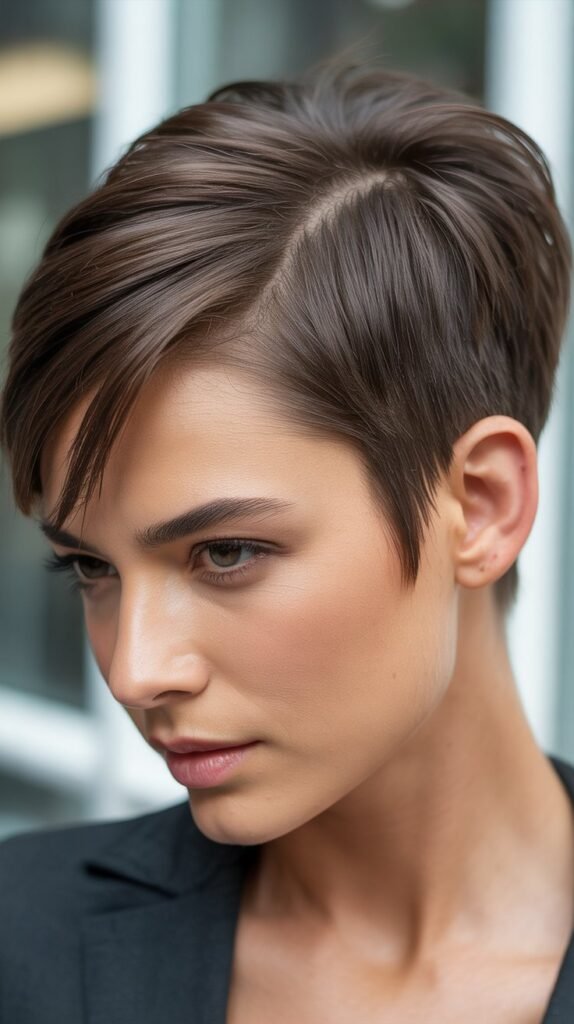 Pixie with Dramatic Side Part