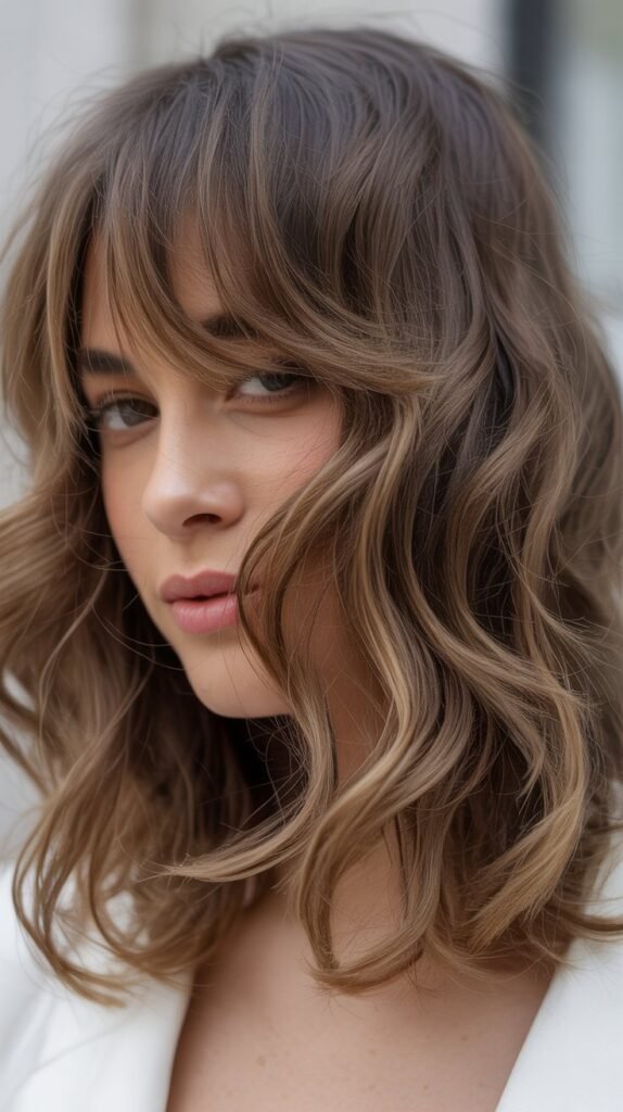 Long Layered Bangs With Messy Waves