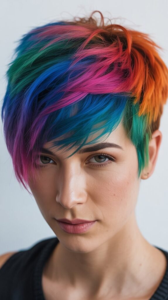 Choppy Pixie With Rainbow Colors