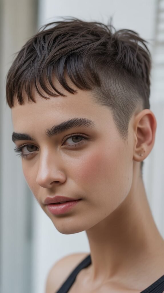 Buzzed Pixie With Minimal Bangs