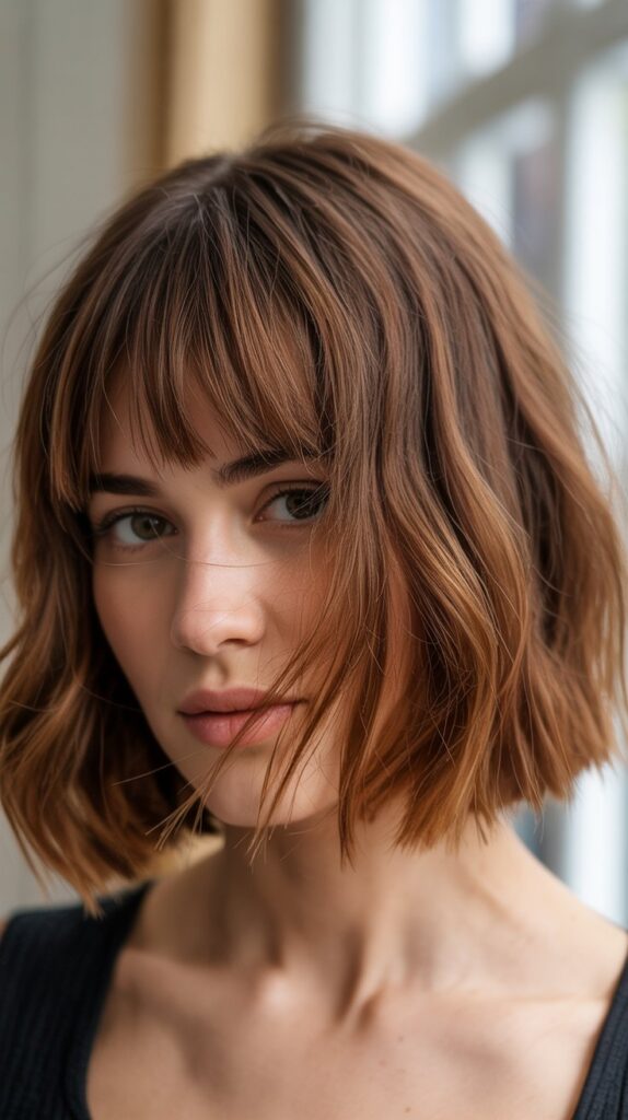 36 Stunning French Bob Haircuts With Bangs for Instant Fashion Edge 32 French Bob With Shattered Bangs