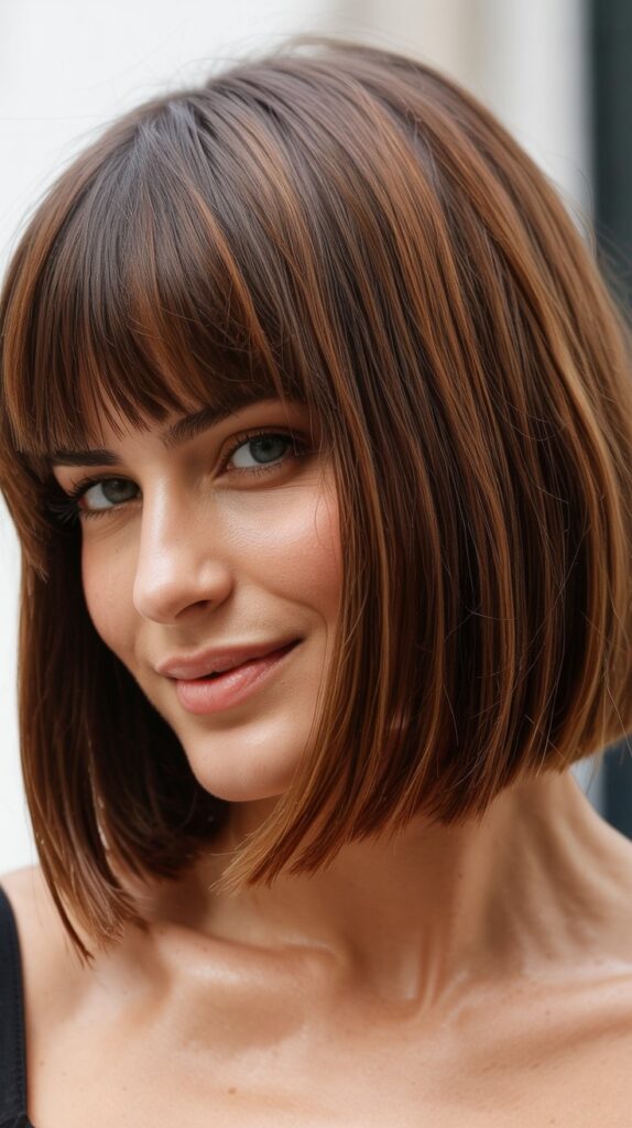 36 Stunning French Bob Haircuts With Bangs for Instant Fashion Edge 27 French Bob With Heavy Bangs And Layers