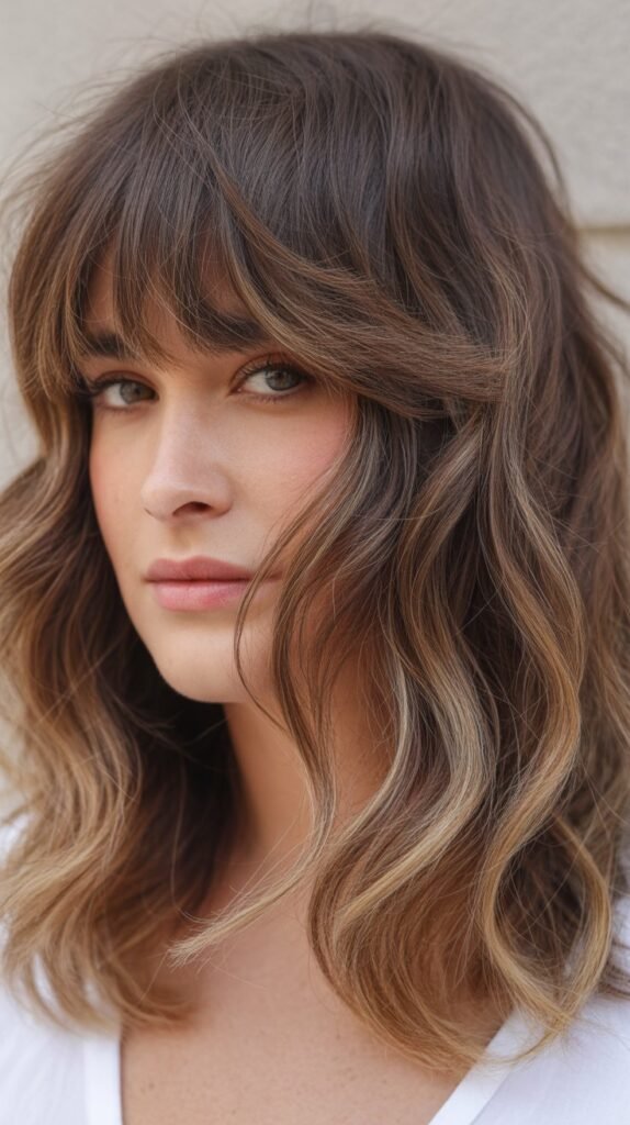 Piece-y Curtain Bangs with Messy Beach Waves