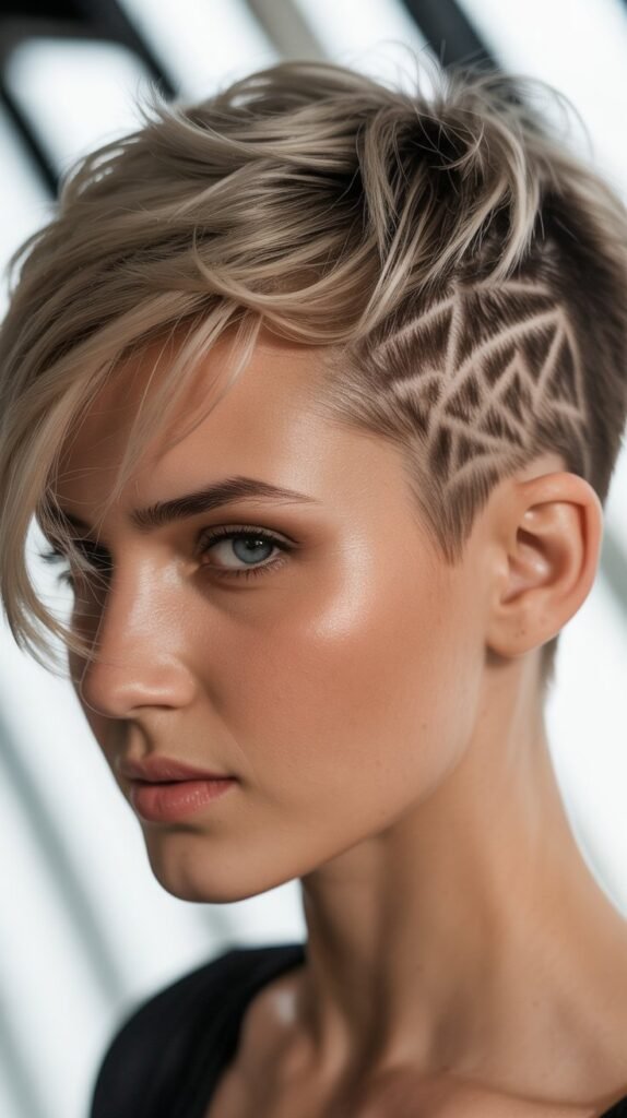 Pixie with Shaved Designs
