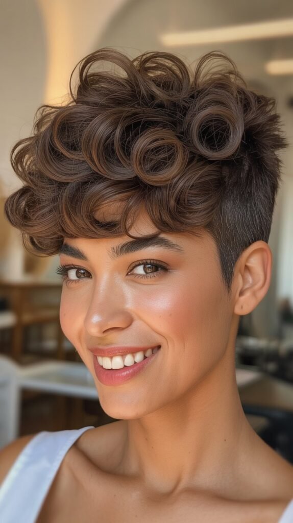  Natural Pixie With Coily Bangs