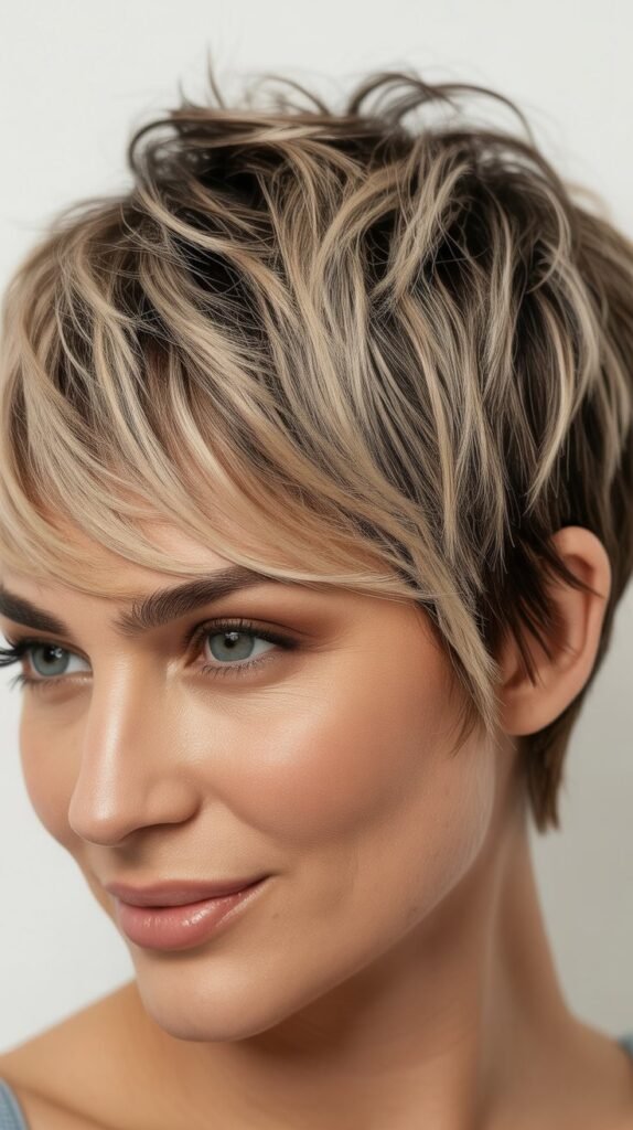Choppy Pixie With Highlights And Lowlights