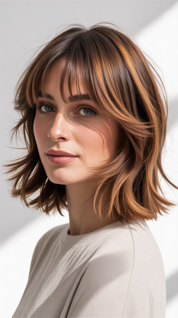 Soft Layers with Curtain Bangs