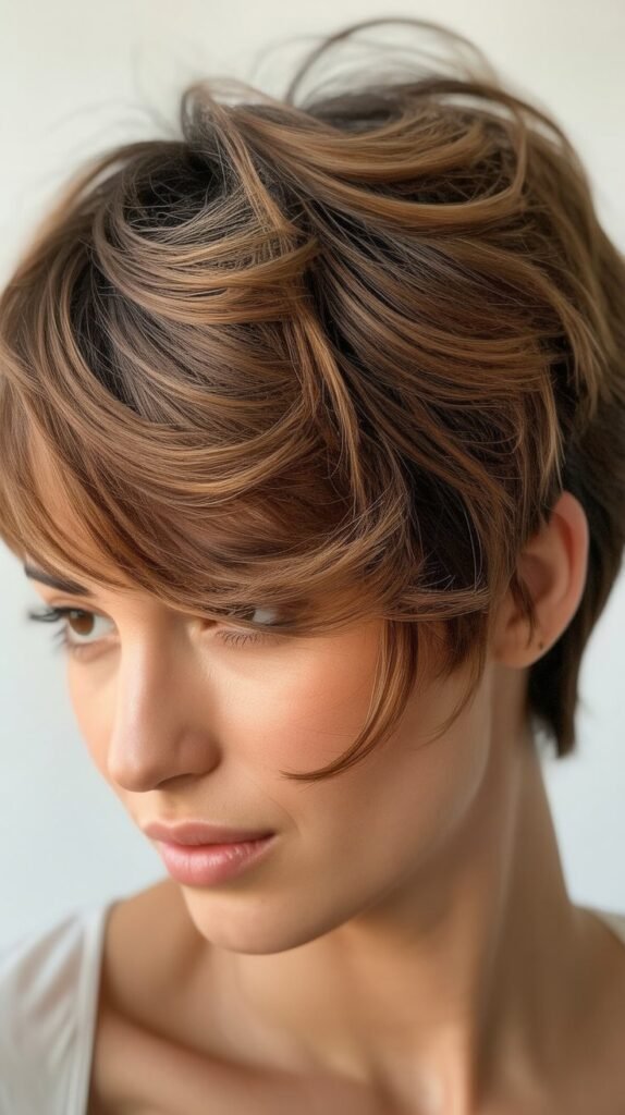 Voluminous Pixie With Side Bangs