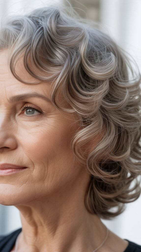 Soft Curly Layers with Side Part