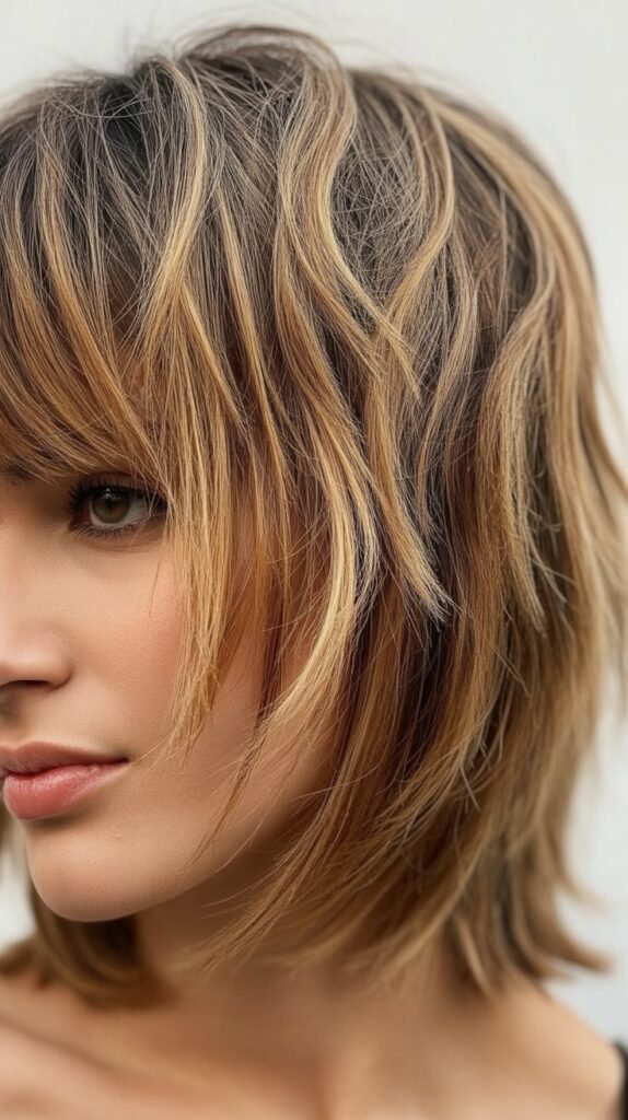 Textured Shag With Side Part and Long Bangs