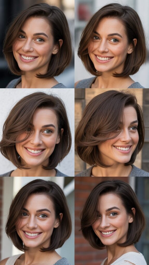 Long Bob With Deep Side Part and Sweeping Front Layers