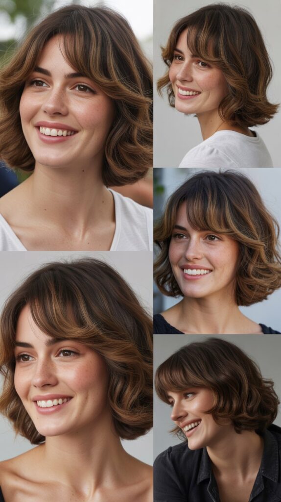 Classic Shaggy Lob with Curtain Bangs