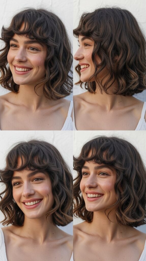 Wavy Long Bob with Baby Bangs