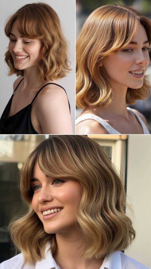 Wavy Long Bob with Grown-Out Bangs