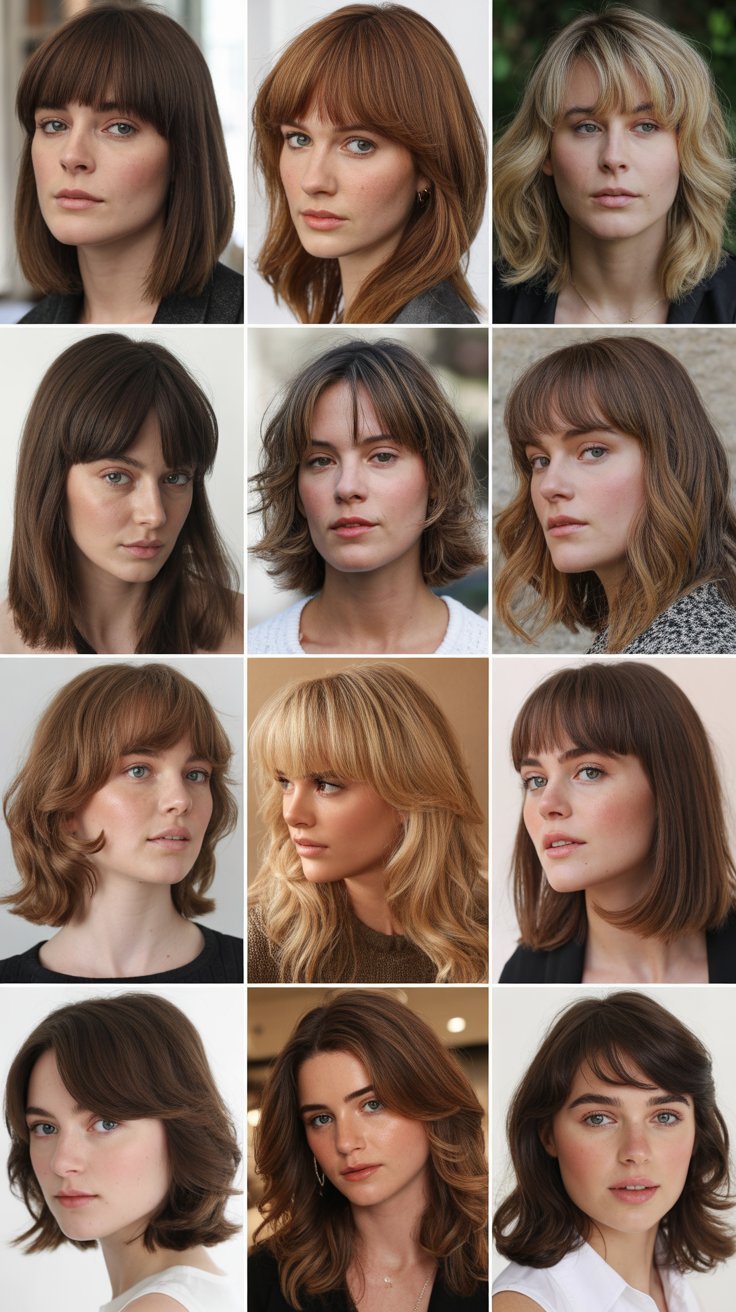 33 Chic Medium Haircuts With Bangs for Women Who Want a Fresh Style