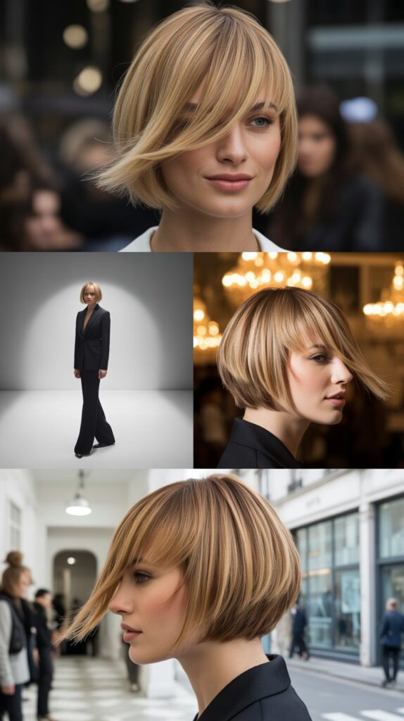 33 French-Inspired Bob Hairstyles With Fringe That Look Timeless 25 Angled Bob With Feathered Side Fringe