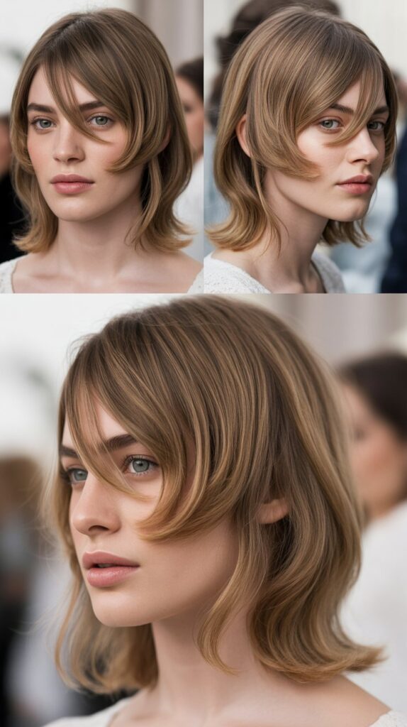 Side-Swept Wispy Bangs for Asymmetrical Elegance