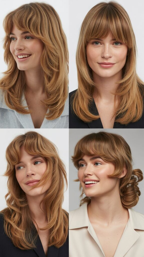 Graduated Layers With Curved Curtain Bangs