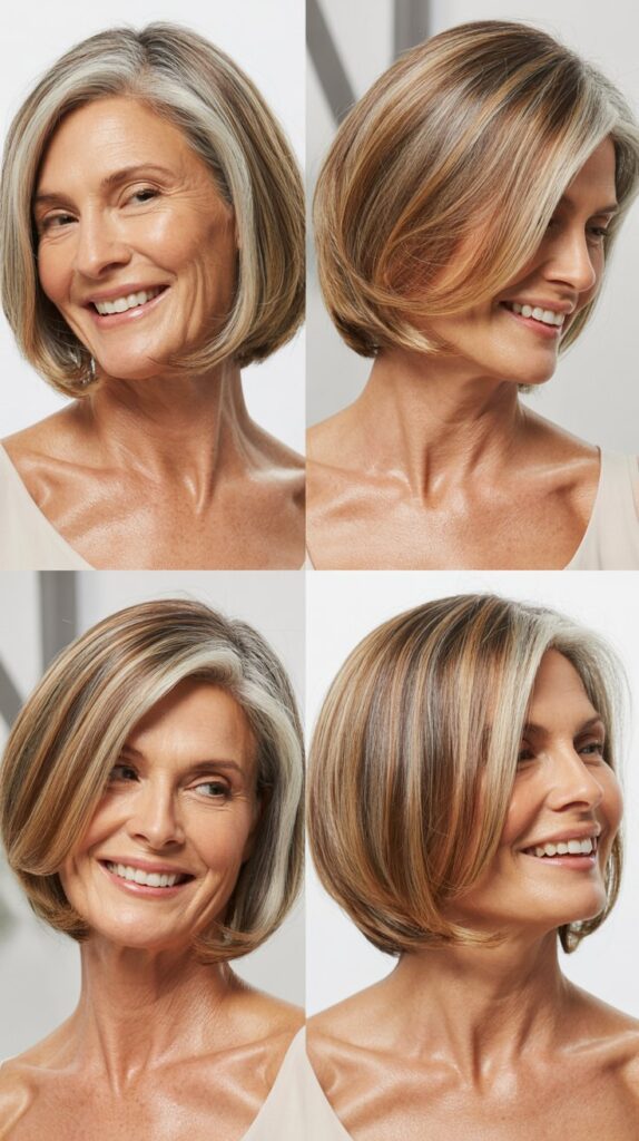 42 Soft and Elegant Bob Styles for Fine, Thin Hair After 50 29 Bob with Balayage