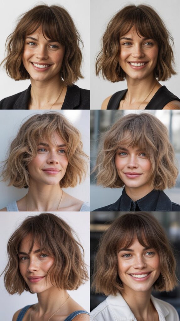 Tousled Lob with French Girl Bangs