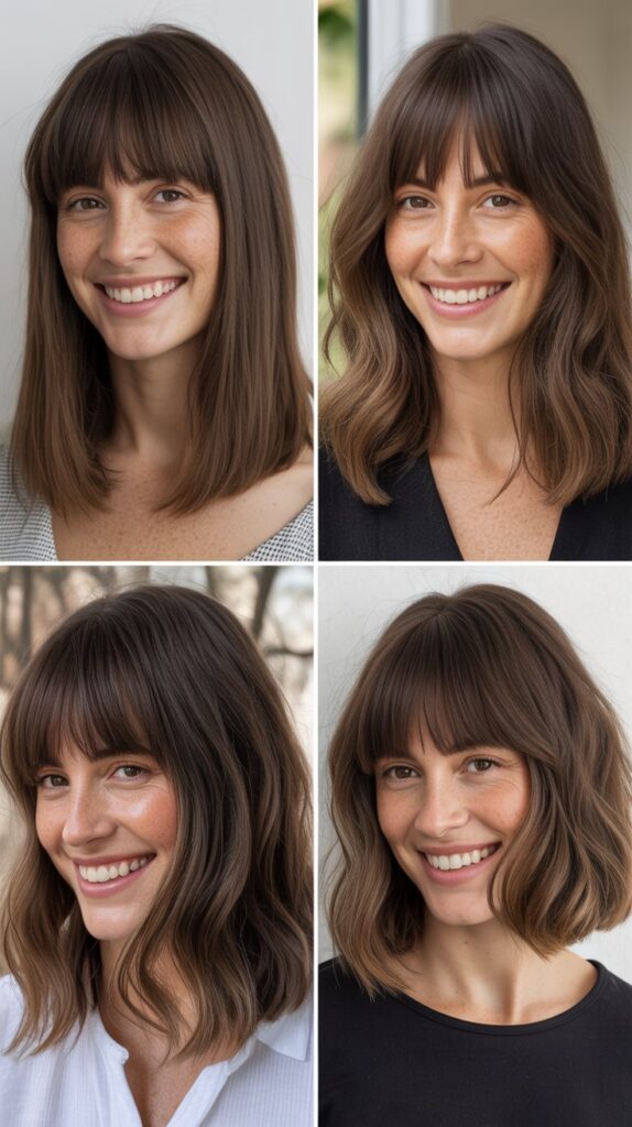 Long Bob With Blunt Curtain Bangs