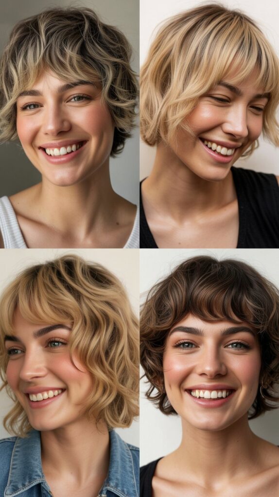 Short Wolf Cut with Curtain Bangs